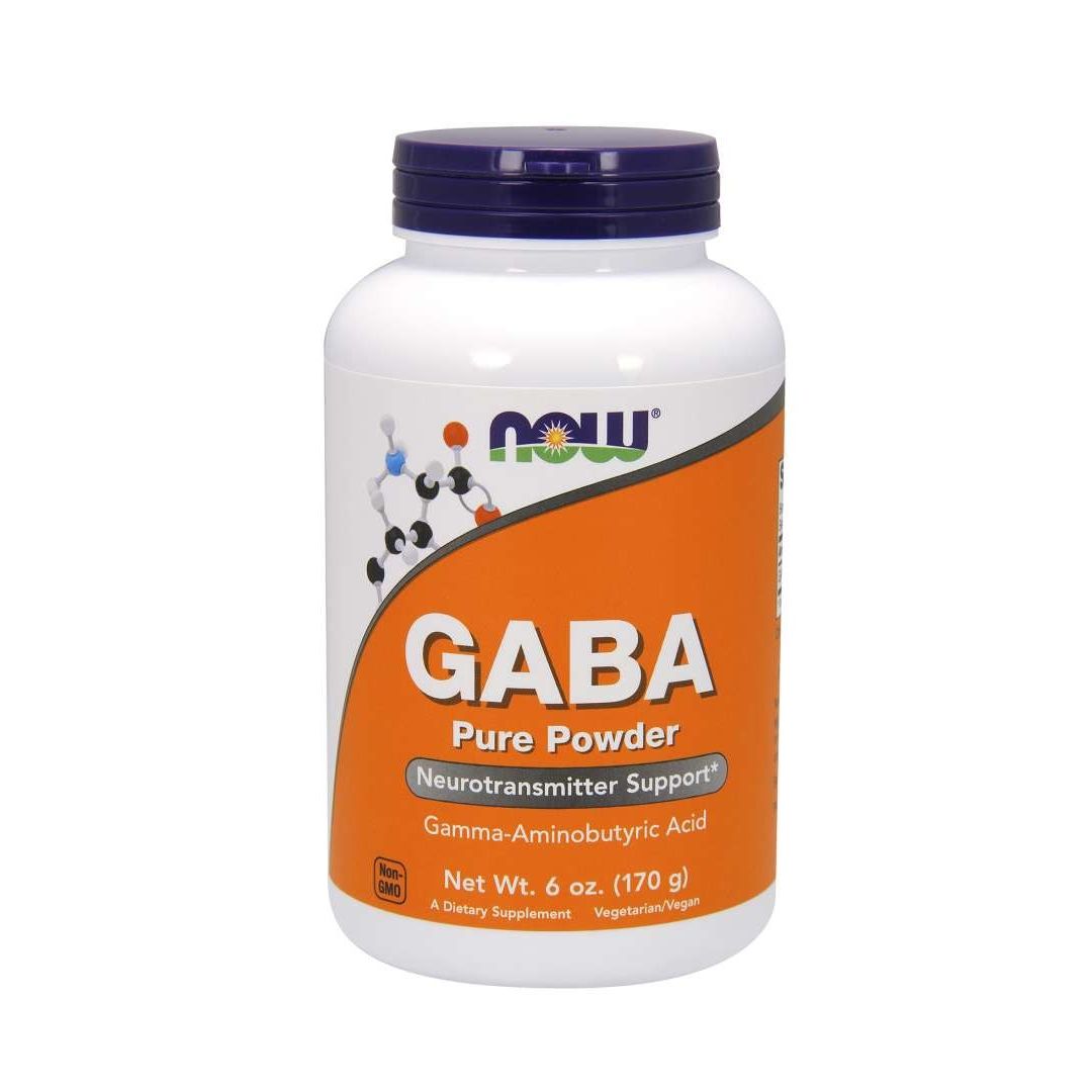 Now Foods GABA Pure Pulverbehälter mit 170 g Inhalt.