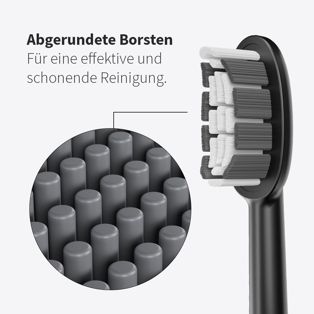 Zahnheld Bürstenkopf Basic Medium schwarz (9 Stück) - mittelharte Wechselköpfe