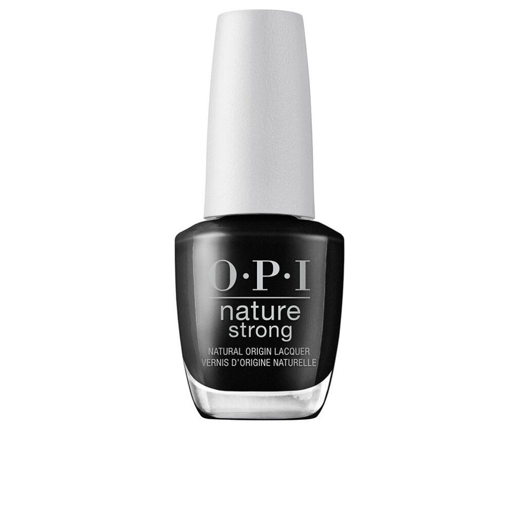 OPI Nature Strong Nagellack. Schwarze Flasche mit weißem Deckel. Aufschrift: Nature Strong, Natural Origin Lacquer.