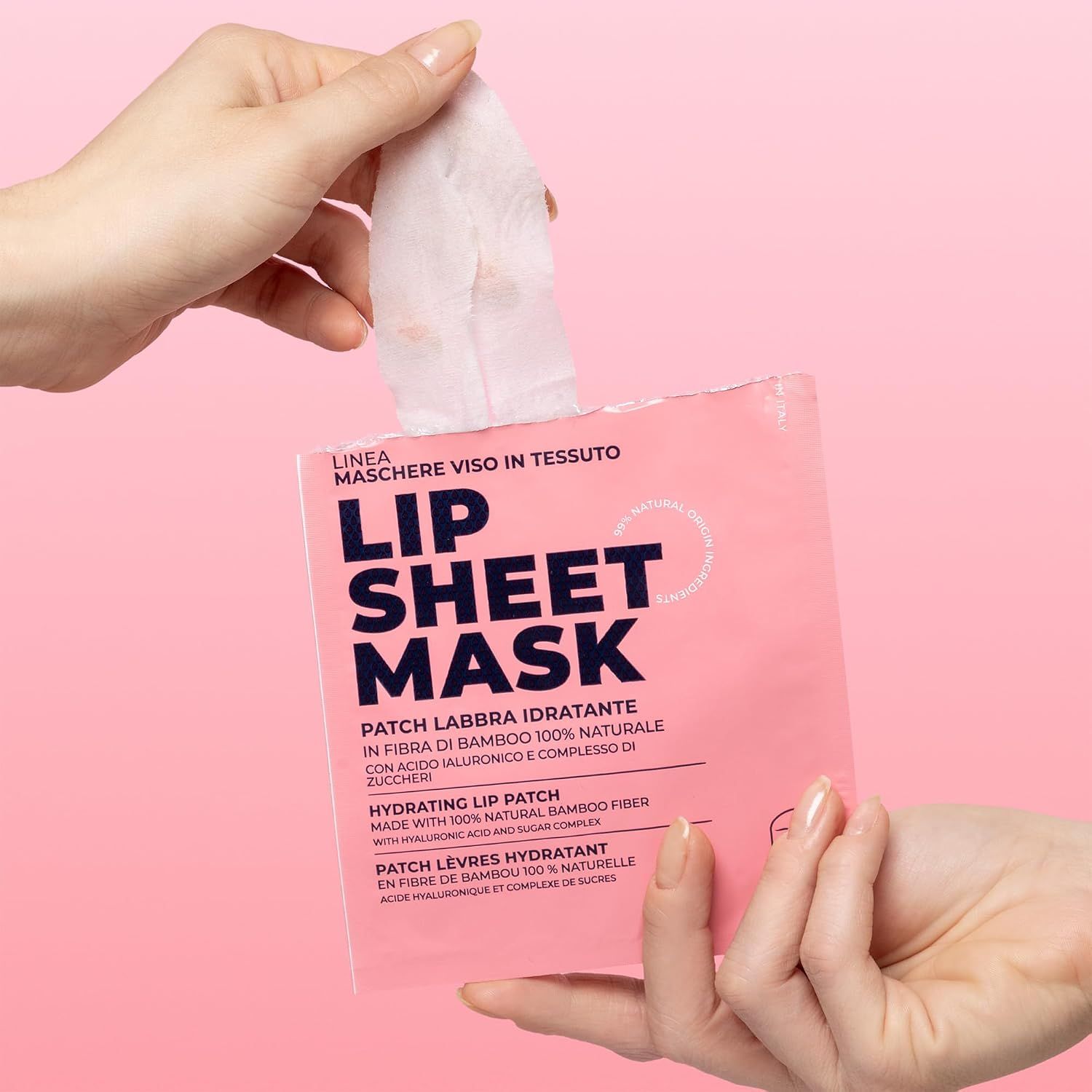 Verpackung einer feuchtigkeitsspendenden Lippenmaske aus Bambusfaser