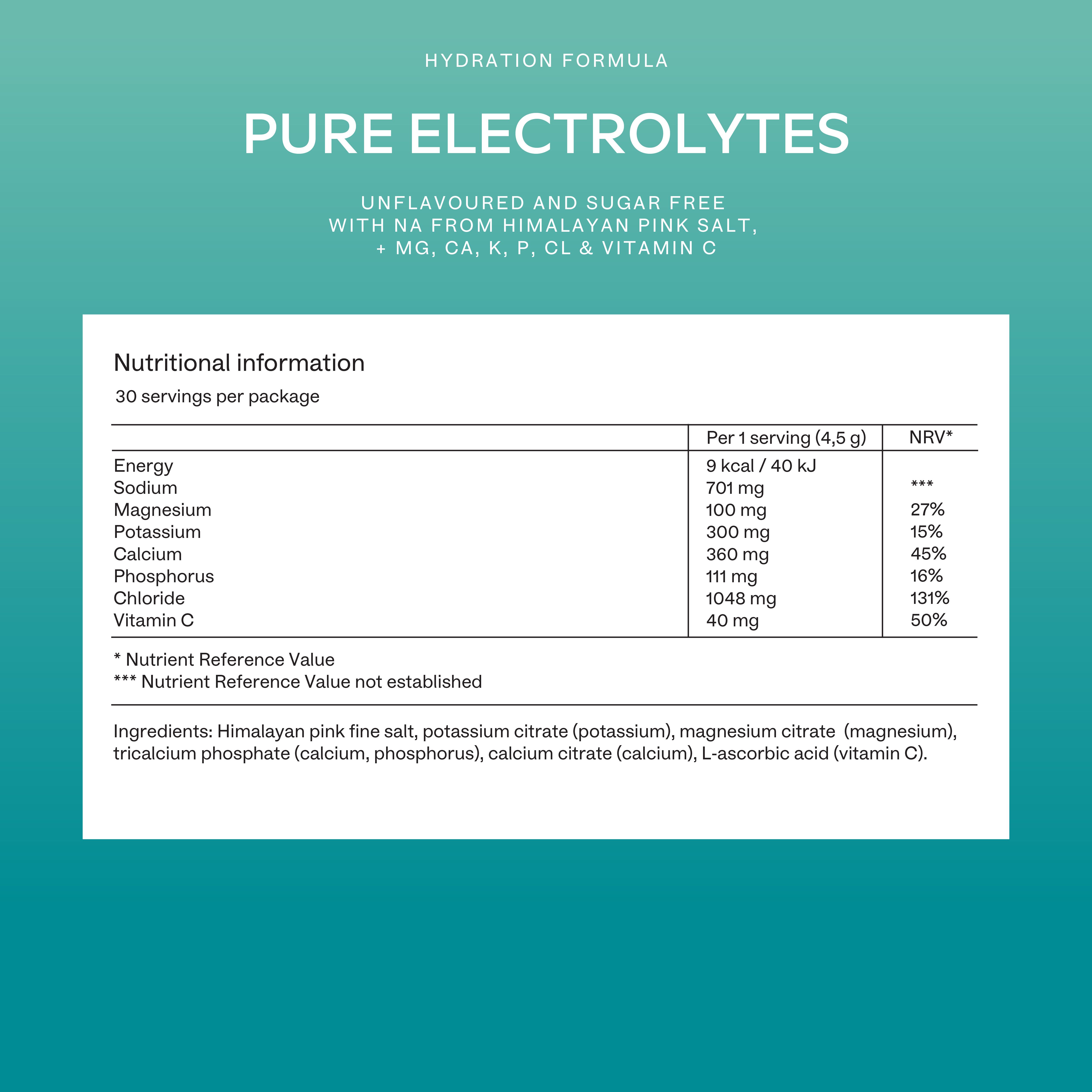 AAVALABS Elektrolyt Pulver: Nährwertangaben und Inhaltsstoffe.