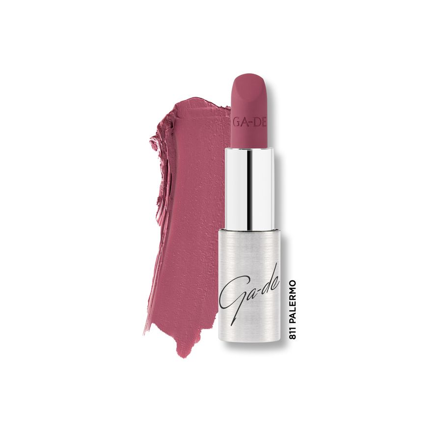Ga-De Selfie Soft Matte Lipstick, Farbe 811 Palermo, mit Farbabstrich.
