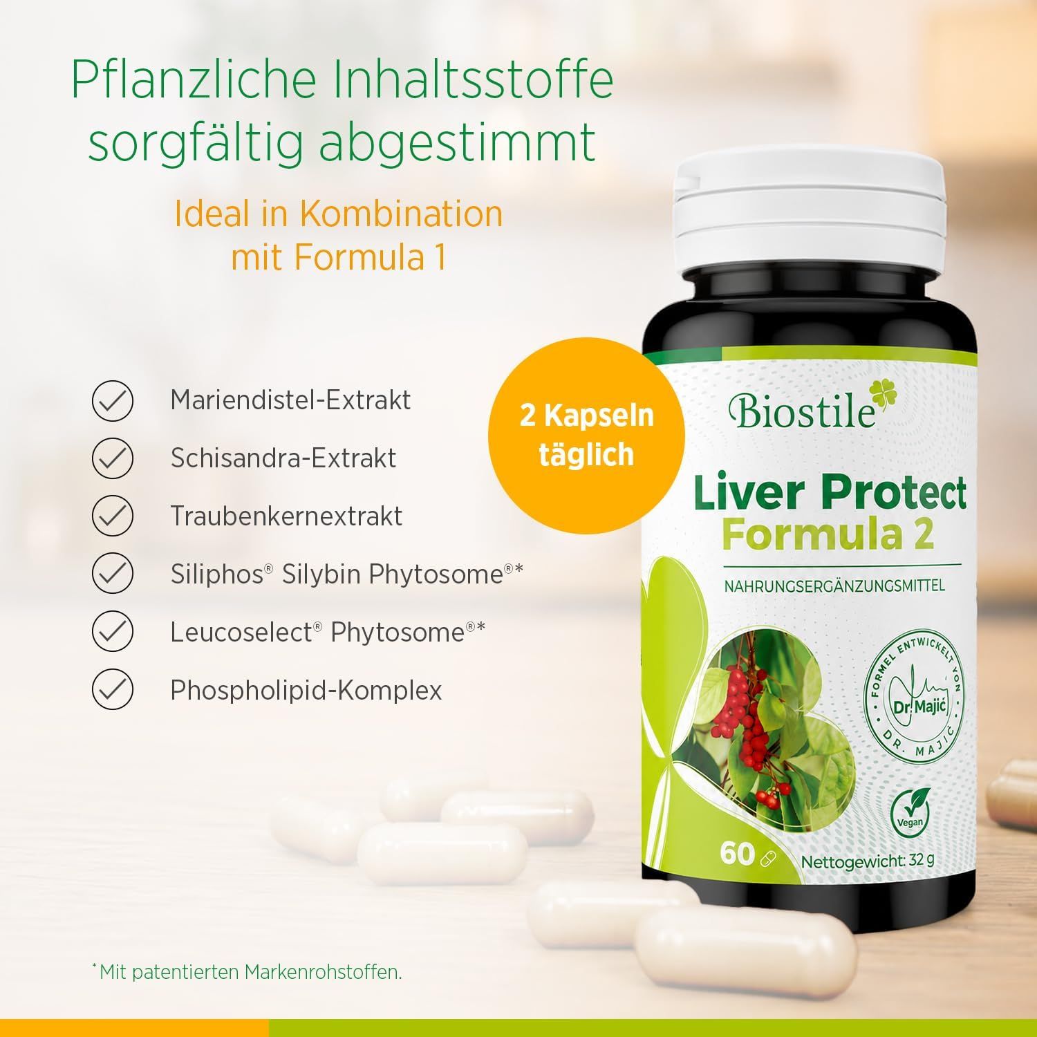 Biostile Liver Protect Formula 2: Pflanzliche Inhaltsstoffe und Einnahme.