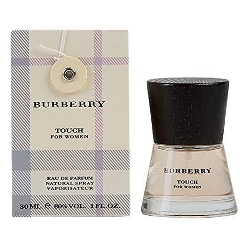 Burberry Touch Flakon und Verpackung. Verpackung mit Karomuster und Aufschrift: Burberry Touch for Women.