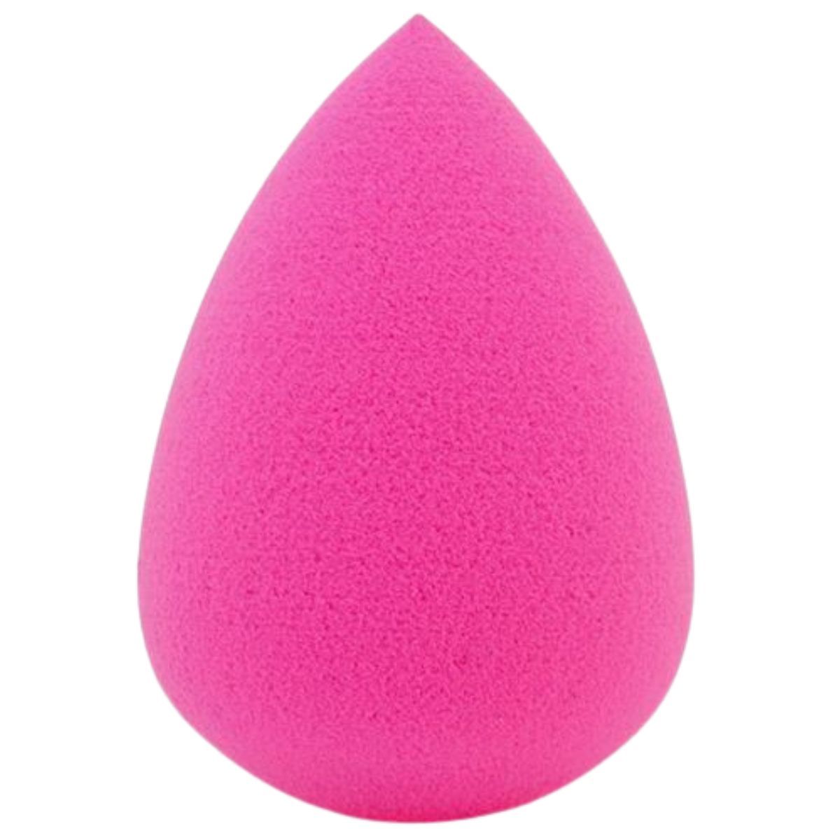 Eine tropfenförmige, pinke Make-up-Schminkquaste mit feiner Textur.