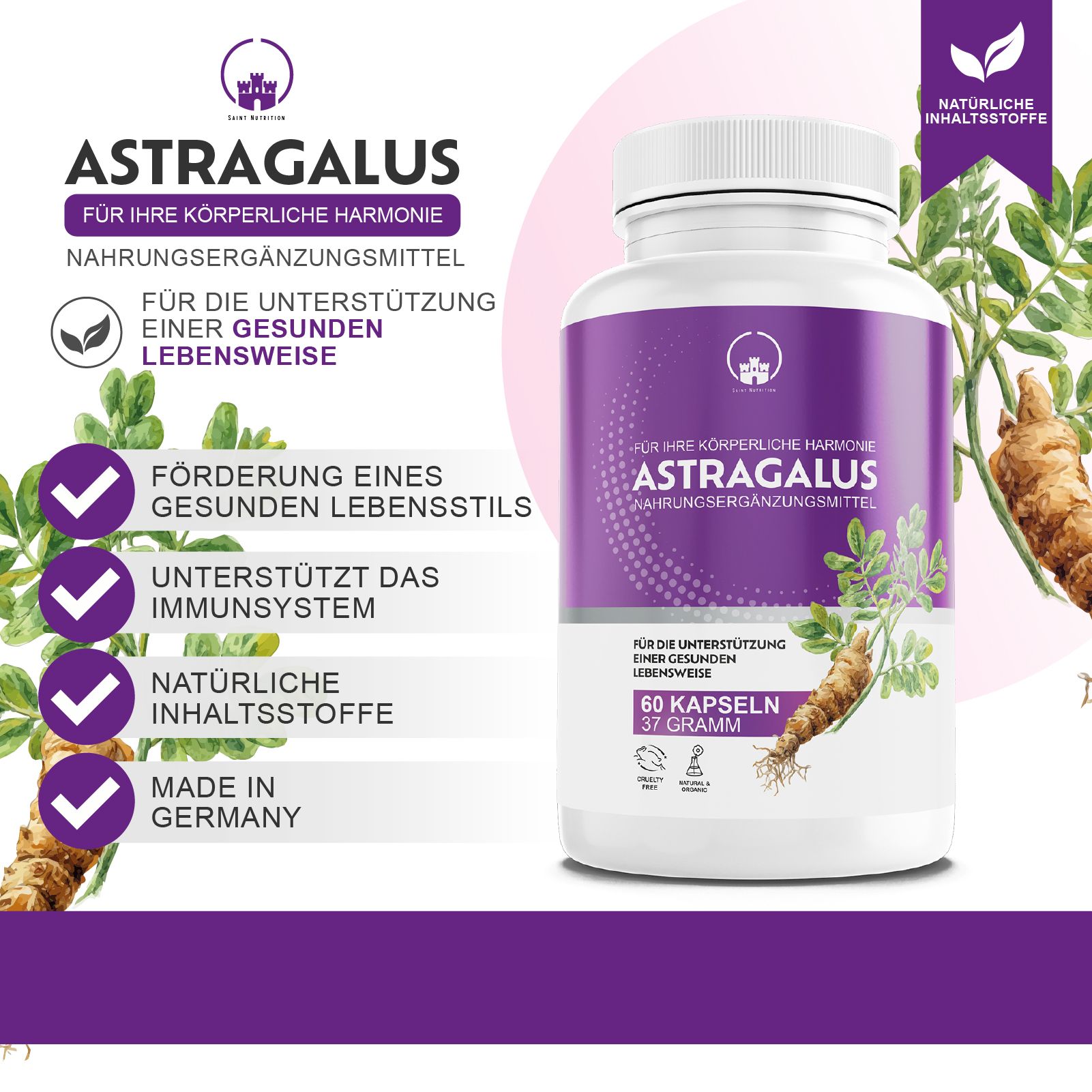 Saint Nutrition Astragalus Kapseln