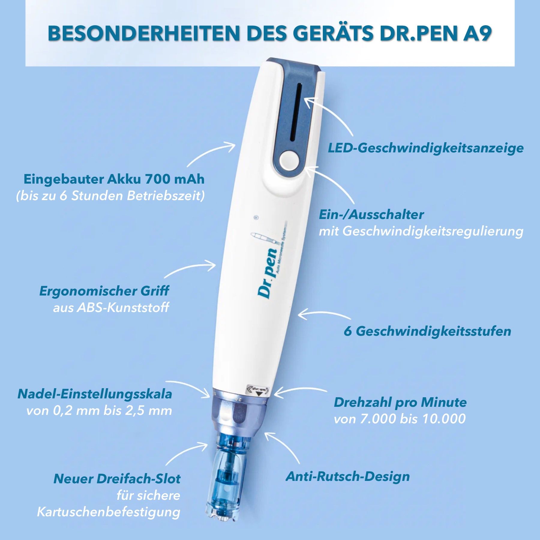 P-Beauty Dermapen Microneedling Gerät A9 für Hautpflege