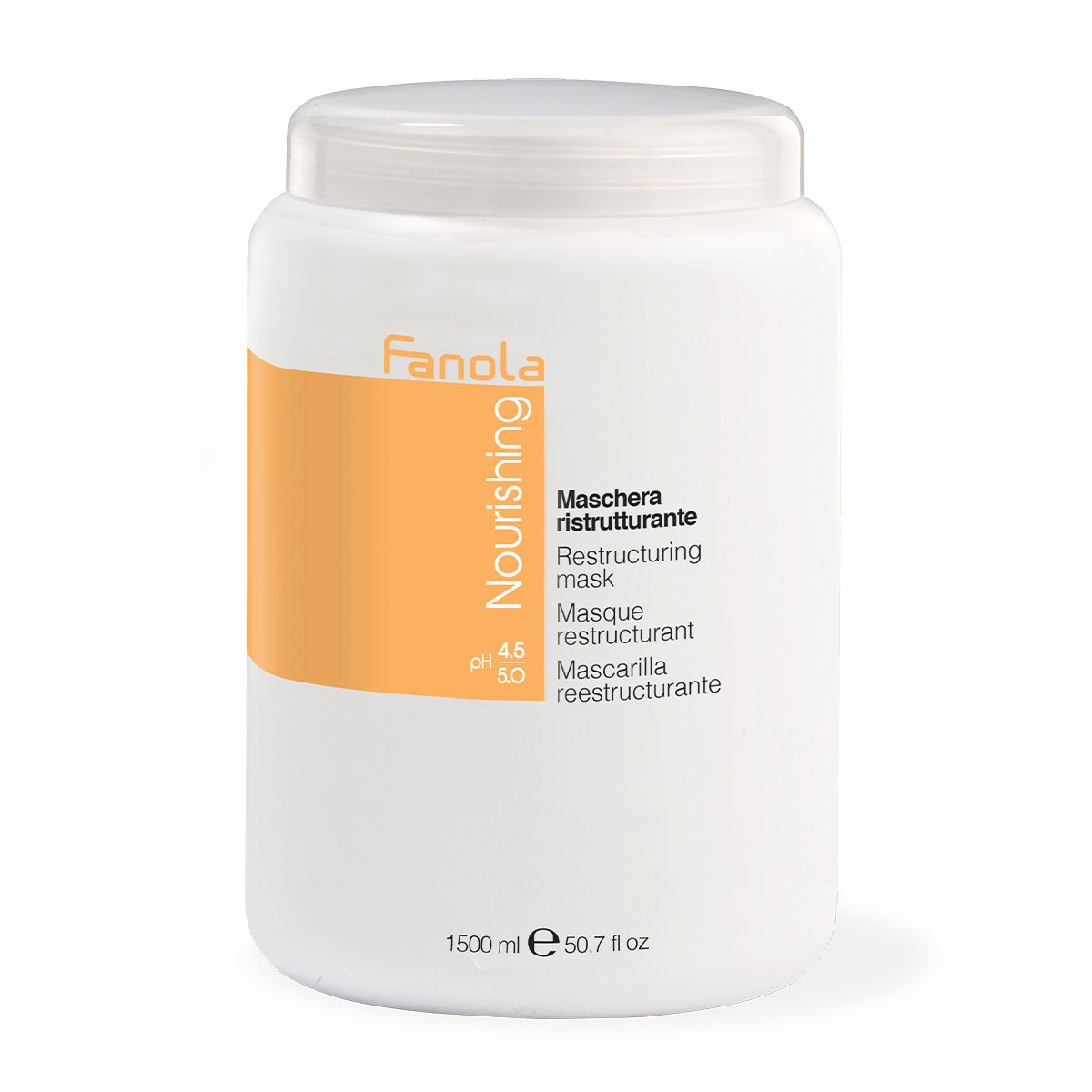 Weiße Flasche mit Fanola Nourishing Etikett, 1500 ml.