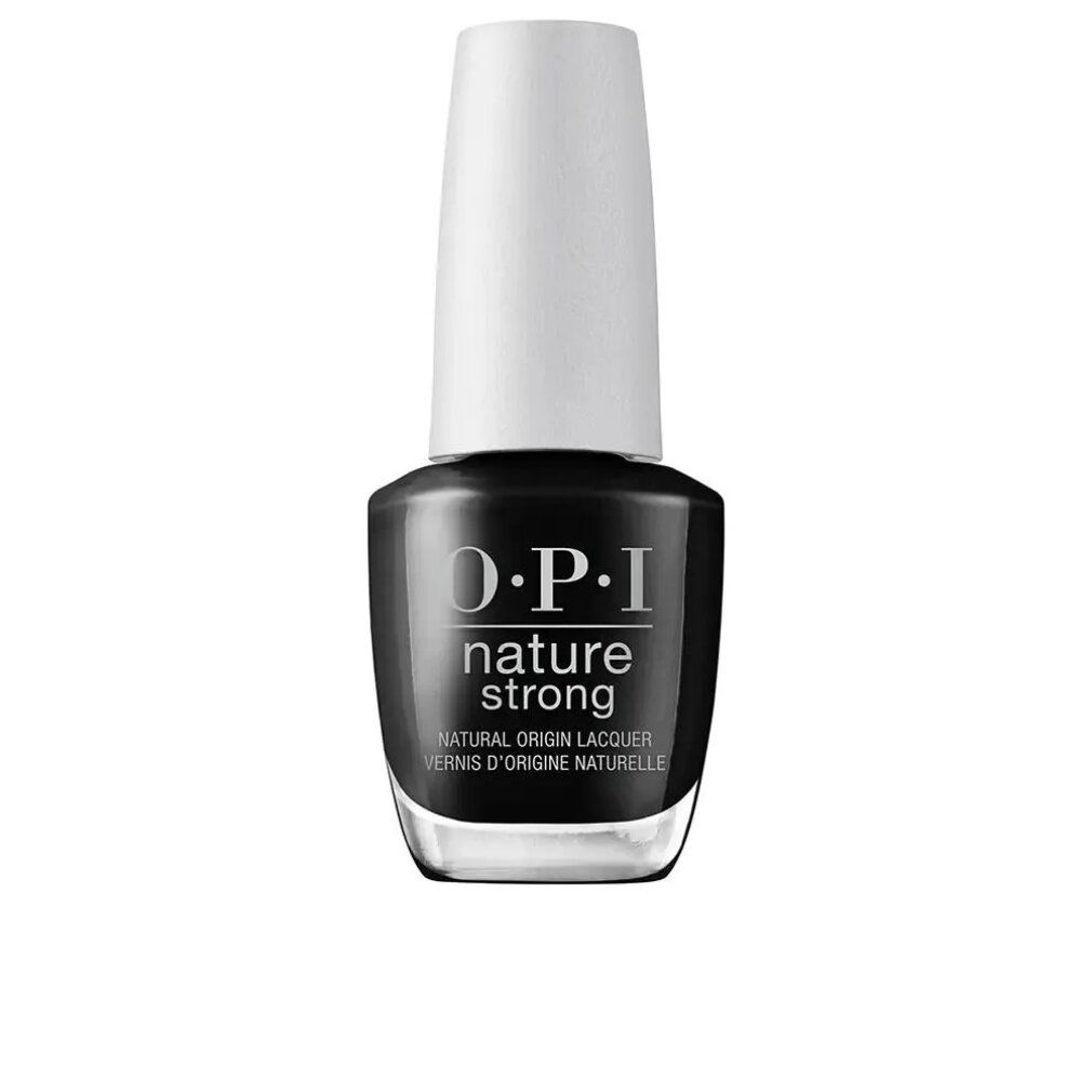 OPI Nature Strong Nagellack. Schwarze Flasche mit weißem Deckel. Aufschrift: Nature Strong, Natural Origin Lacquer.