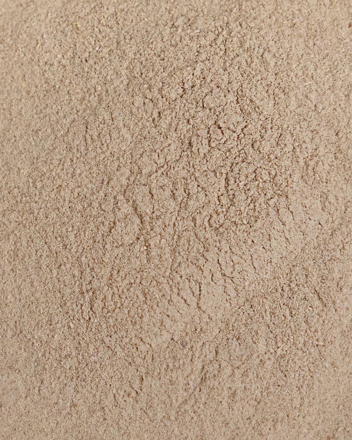 Nahaufnahme von beigem Pulver. Feine Textur, gleichmäßige Oberfläche.