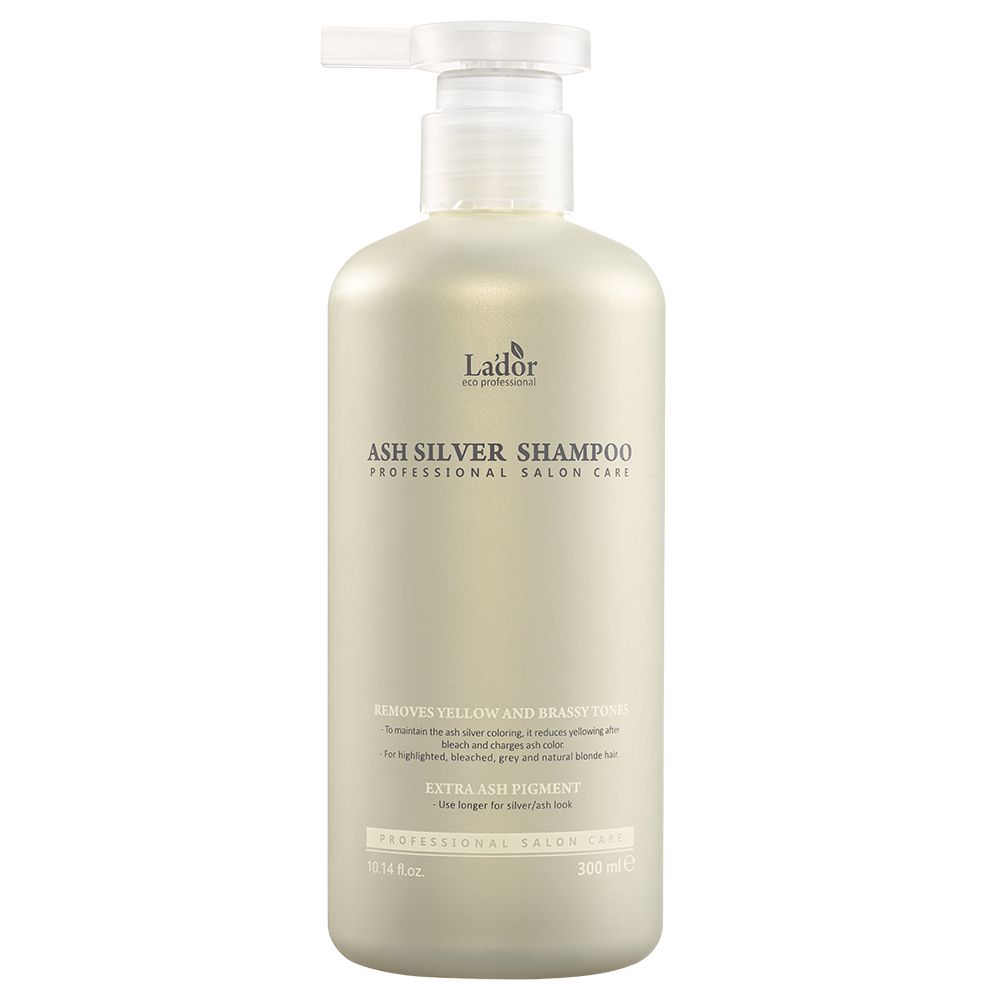 Flasche Lador Ash Silver Shampoo mit Pumpspender, 300 ml.