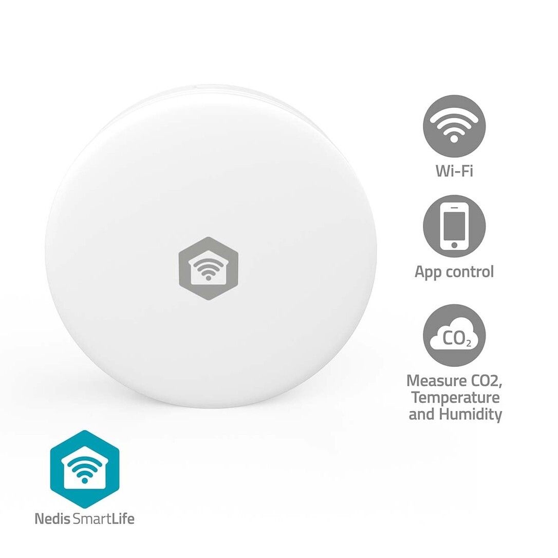Nedis SmartLife Luftqualitätsmonitor / Wi-Fi / Kohlendioxid (CO2) / Luftfeuchtigkeit / Temperatur /