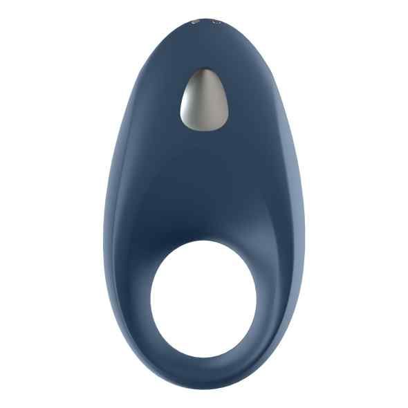 Blauer Ring-Vibrator. Ovale Form mit Loch. Glatte Oberfläche.