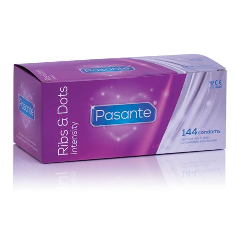 Pasante Ribs & Dots Intensity Kondompackung, 144 Stück.