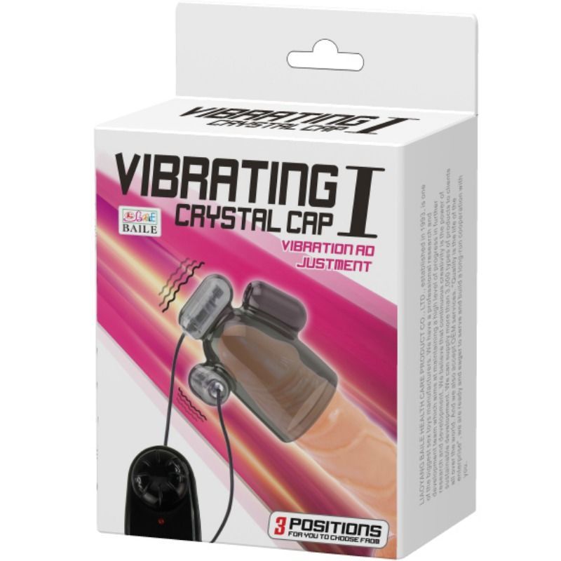 Verpackung mit Vibrator. Aufschrift: VIBRATING CAP, 3 POSITIONS, BAILE.