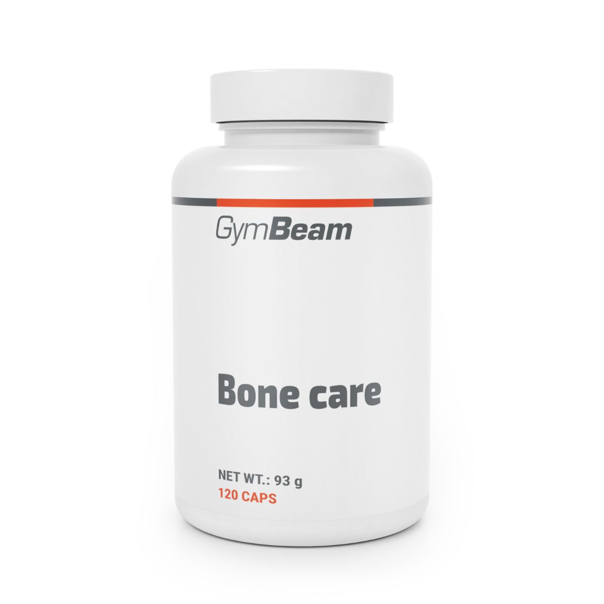 Weiße Dose mit GymBeam Logo und der Aufschrift "Bone care". Enthält 120 Kapseln.