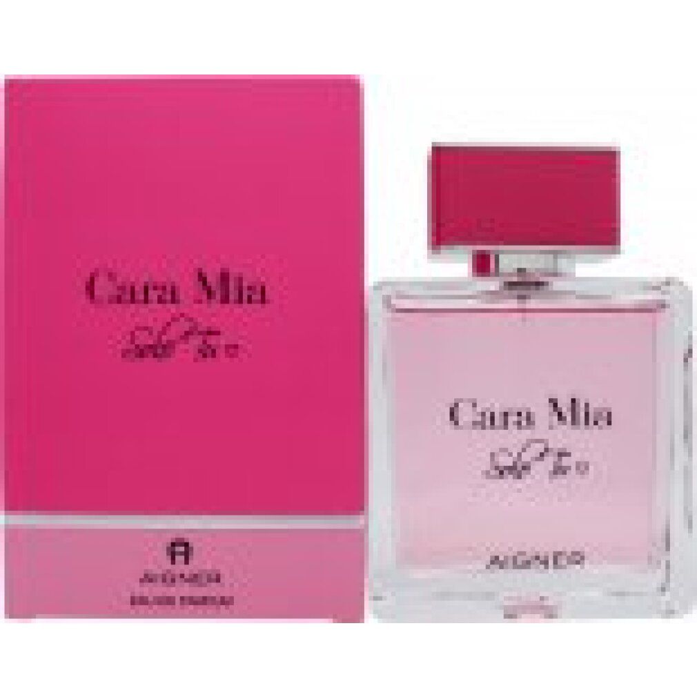 Rosa Flakon und Verpackung. Aufschrift: Cara Mia Solo Tu, AIGNER. Eau de Parfum.