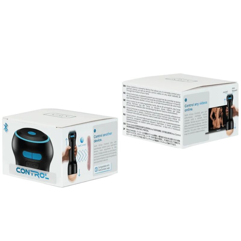 Verpackung des Kiiroo Control mit Produktabbildung und Text.