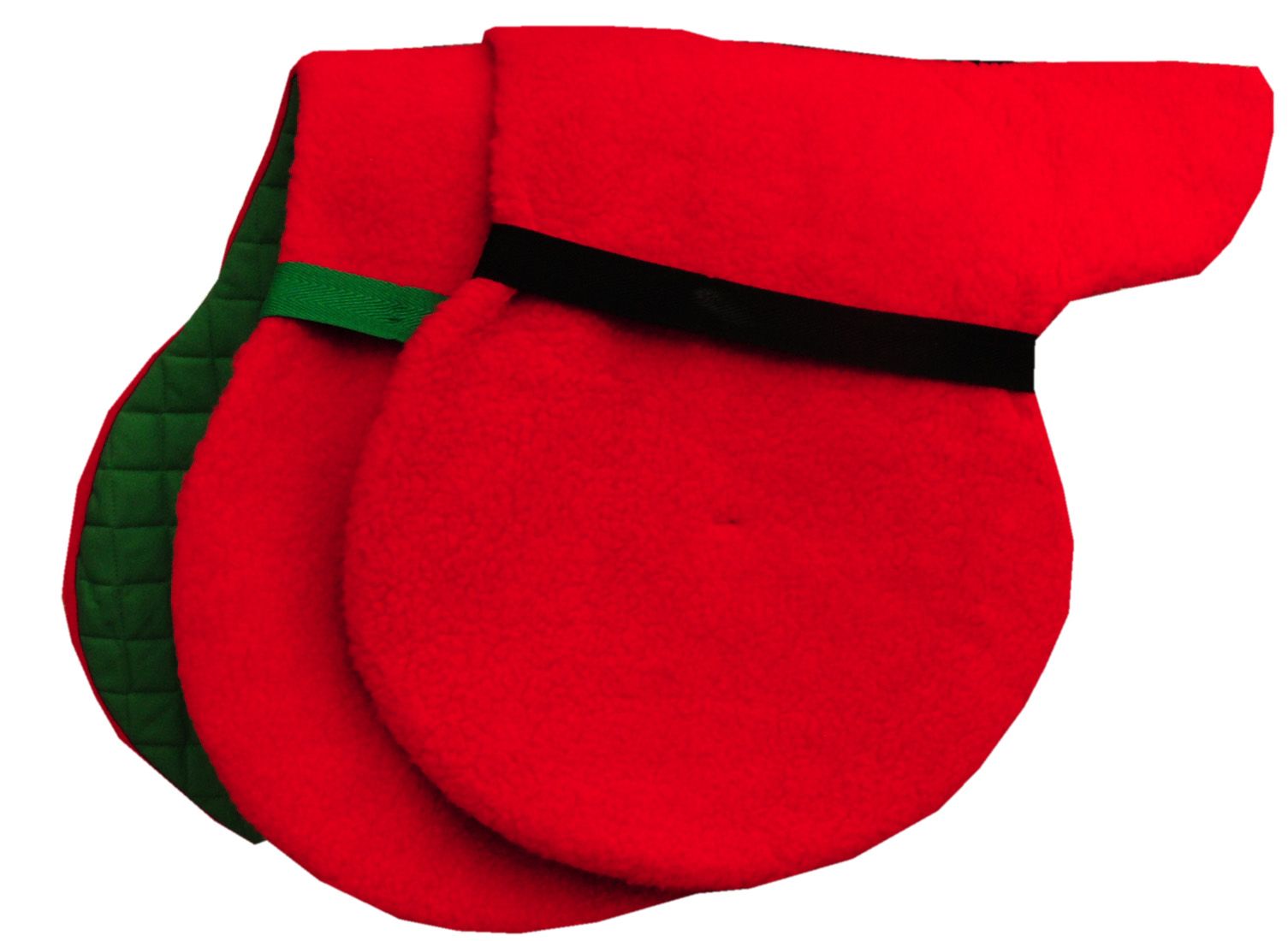 Satteldecke, rot, grün und schwarz umrandet. Mehrere Lagen sichtbar.