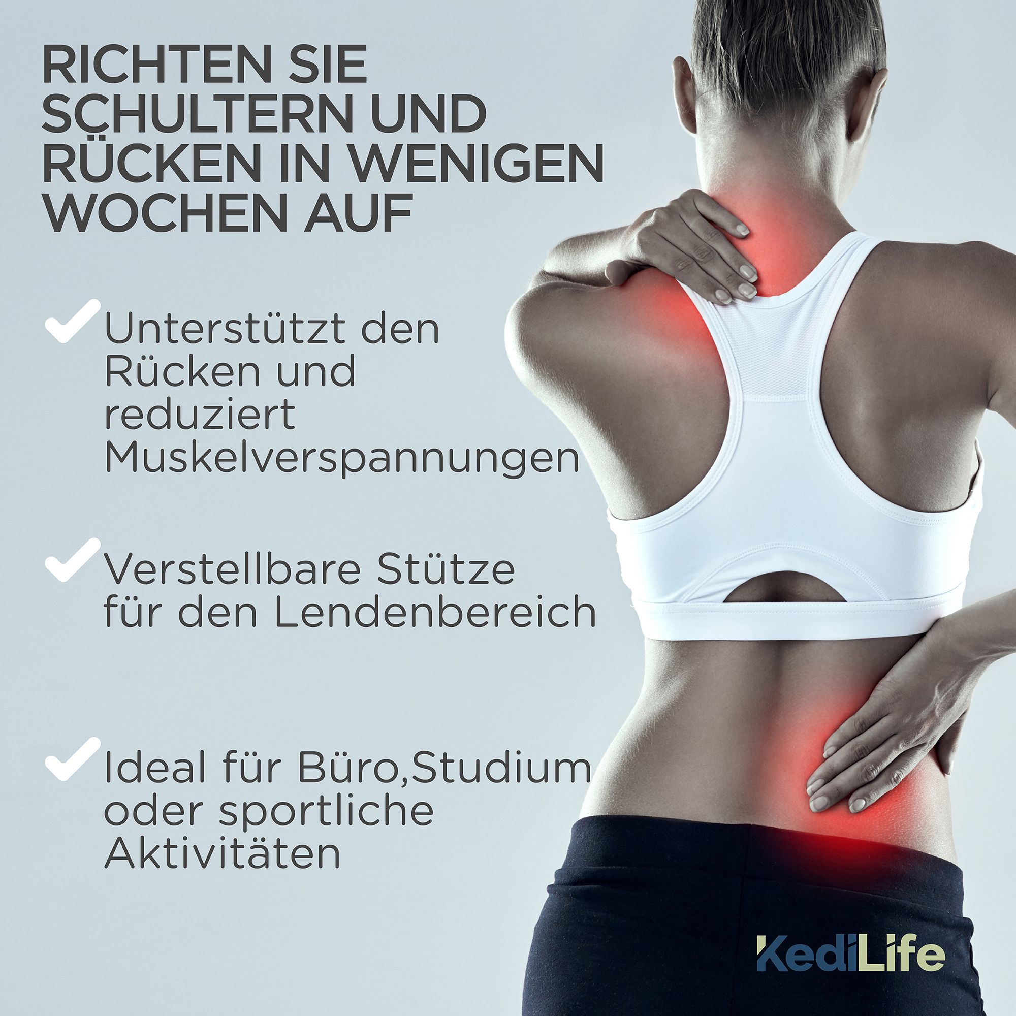 Haltungskorrektor in zwei Größen (S-M, L-XL) für Damen und Herren.