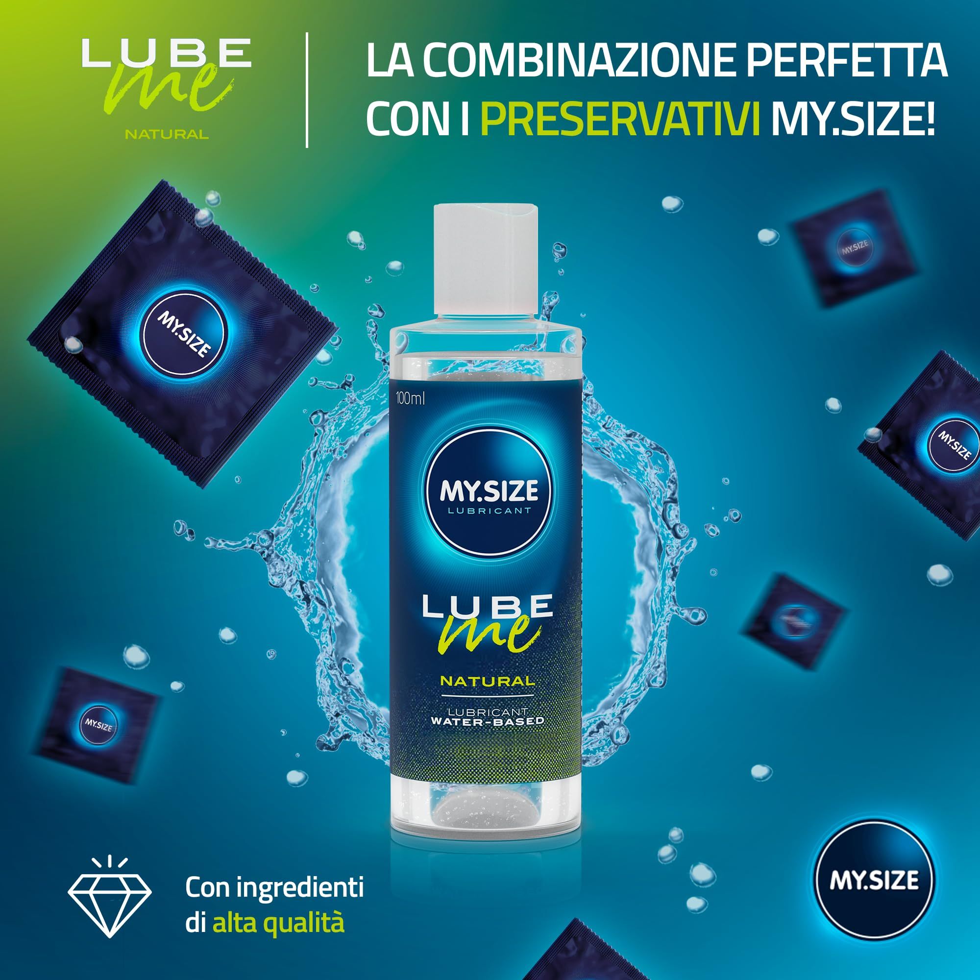 My.Size Lube Me Natural Gleitgel, 100ml. Wasserbasiert, kompatibel mit Kondomen.