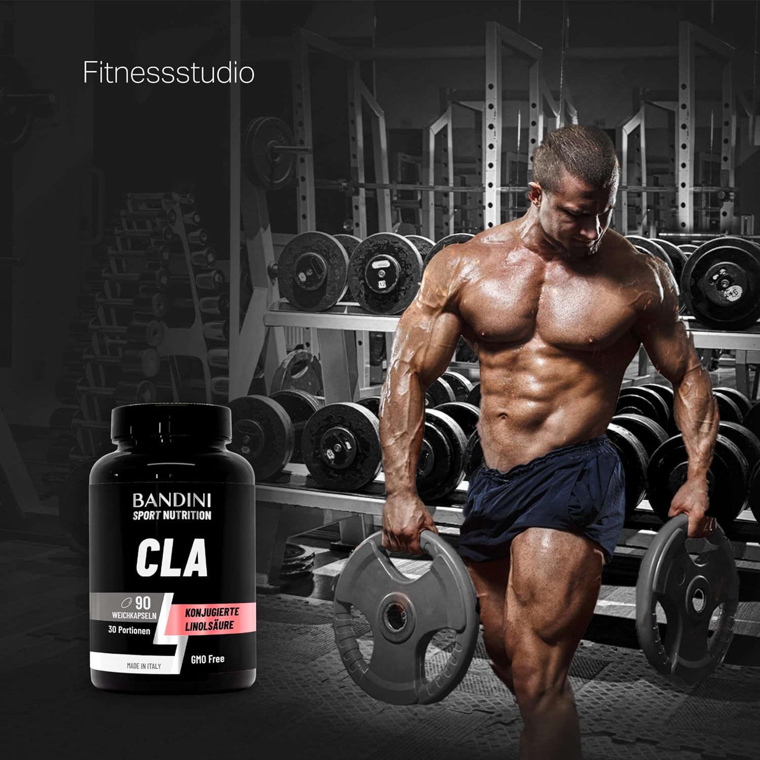 Bandini Sport Nutrition CLA Dose mit 90 Weichkapseln.