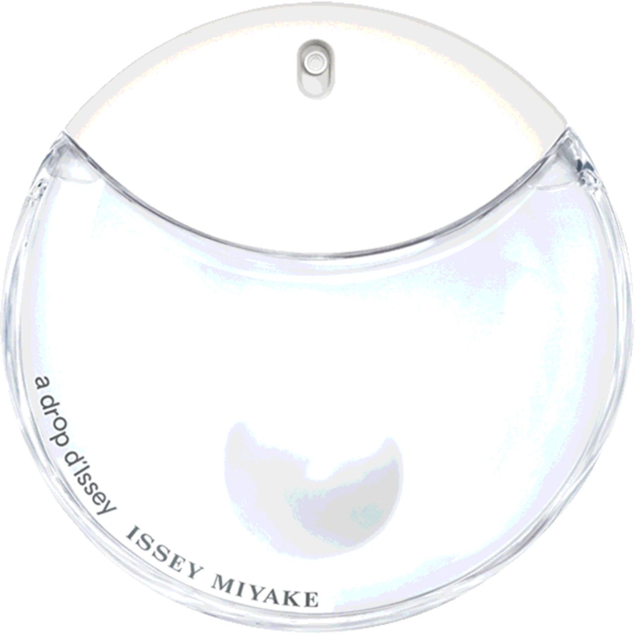 Runder Flakon mit weißem Deckel. Aufschrift: a drop d'Issey, ISSEY MIYAKE.