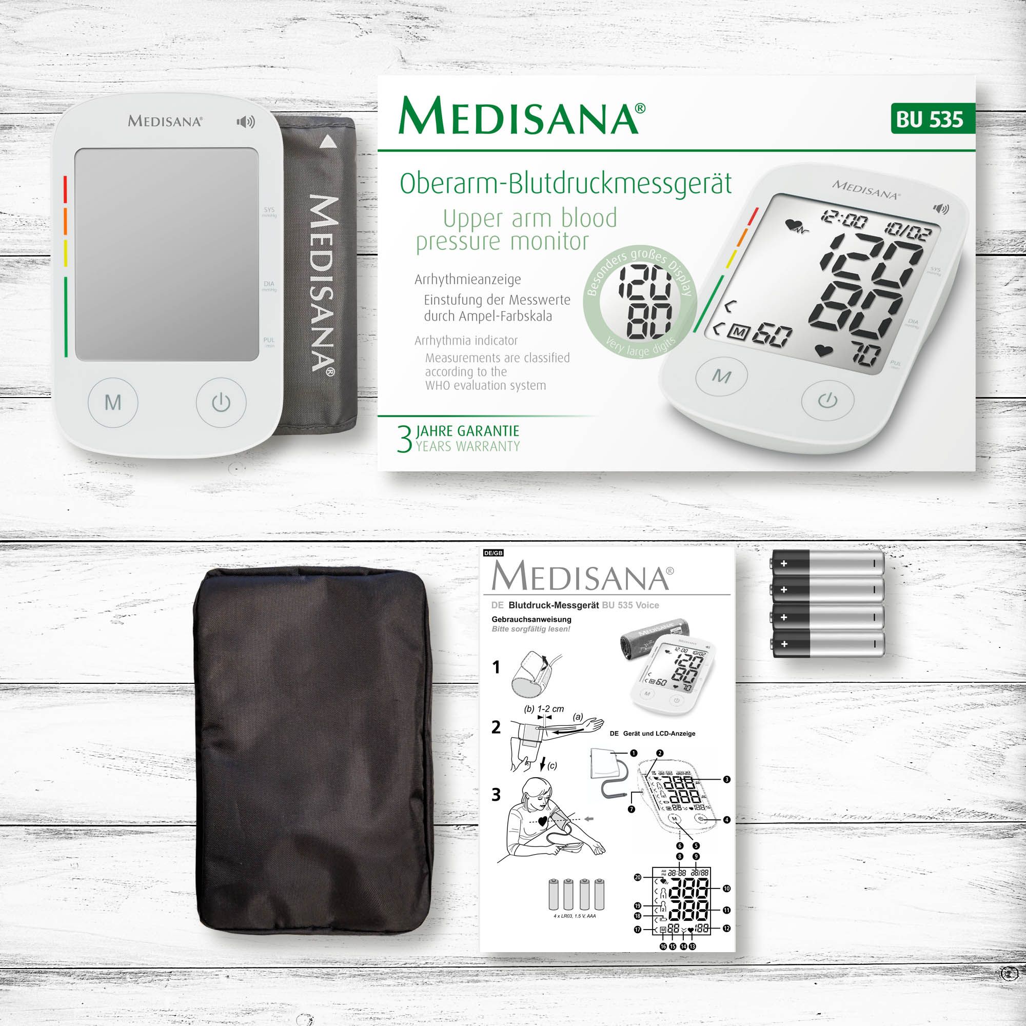 medisana BU 535 Voice Oberarm-Blutdruckmessgerät