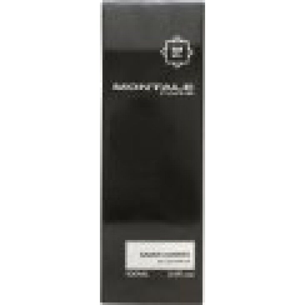 Schwarze rechteckige Verpackung. Aufschrift: Montale Paris, Sandflowers Eau de Parfum. 100ml, 3.4 Fl. Oz.