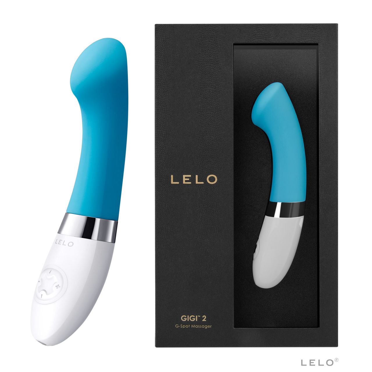 Vibrator neben geöffneter Schachtel. LELO-Logo und 'GIGI 2' Text.