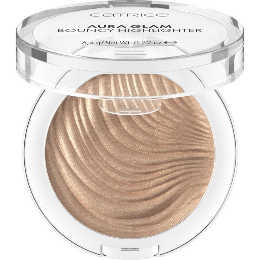 Runder Highlighter-Behälter mit durchsichtigem Deckel. Produktname und Gewicht sind sichtbar.