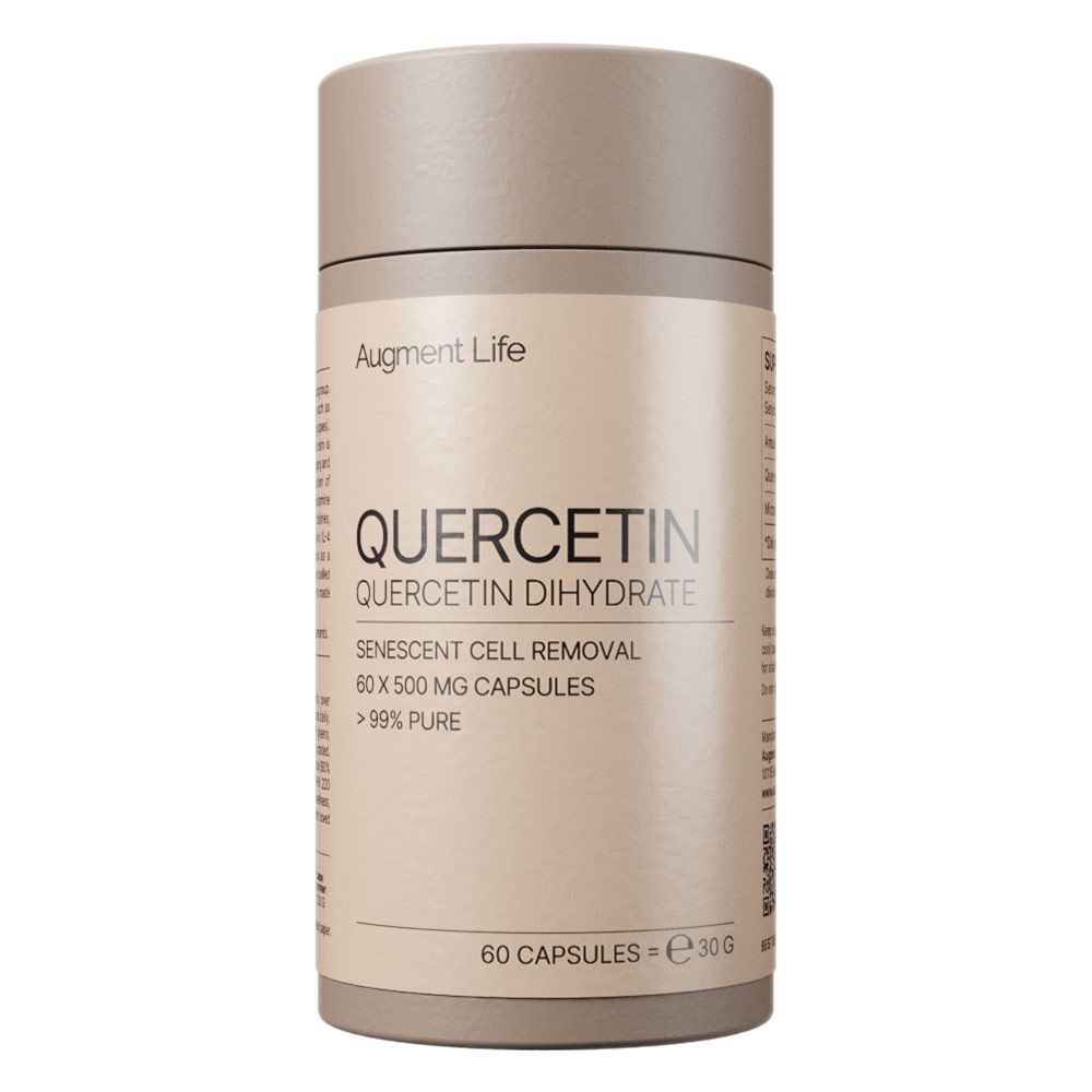 Flasche mit Quercetin Dihydrat Kapseln, 60 x 500 mg, >99% rein.