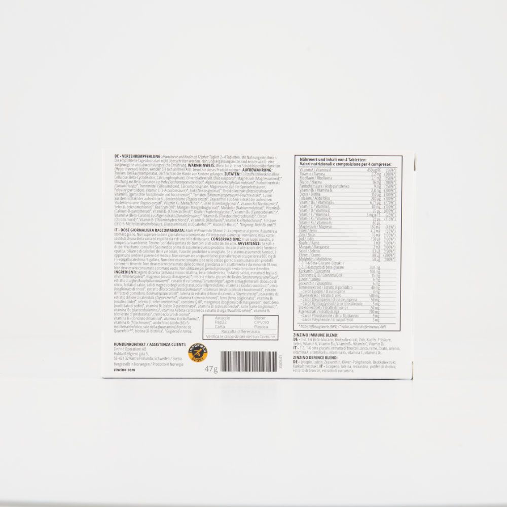 Verpackung mit Text und Nährwertangaben. Enthält 47g. Text in mehreren Sprachen.