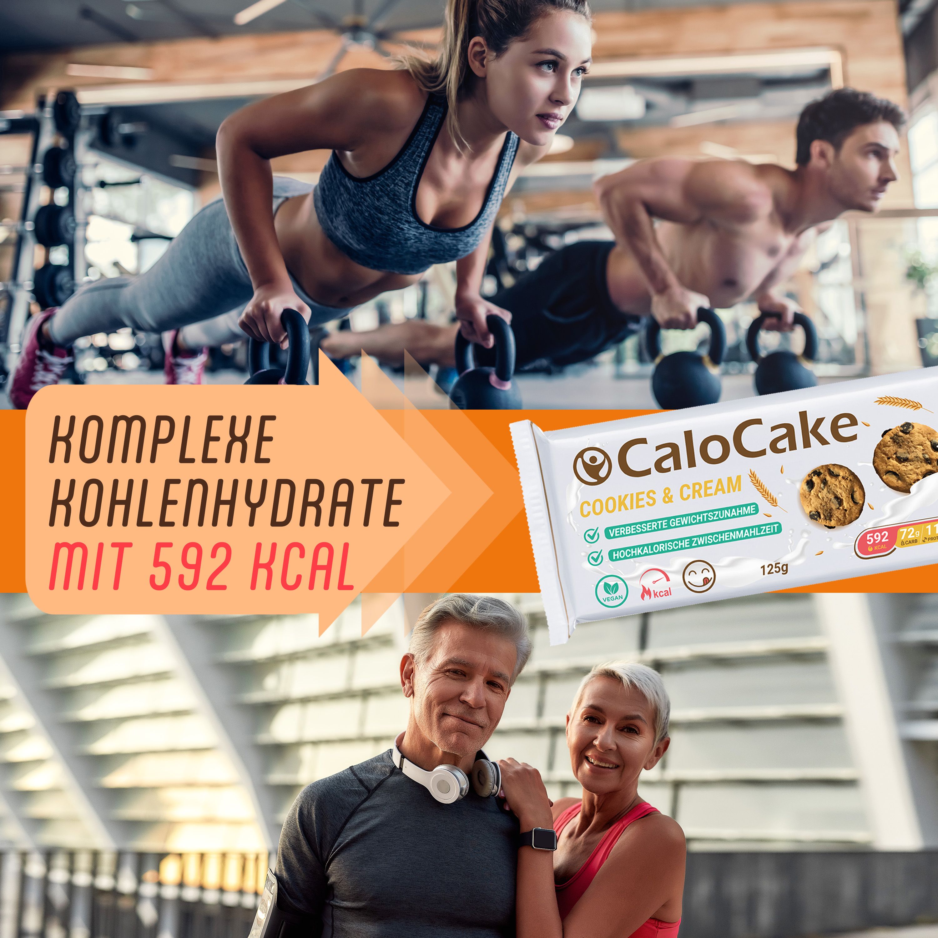 CaloCake CaloVital | Ausdauer- & Energieriegel als hochkalorische Nahrung für Gewichtszunahme