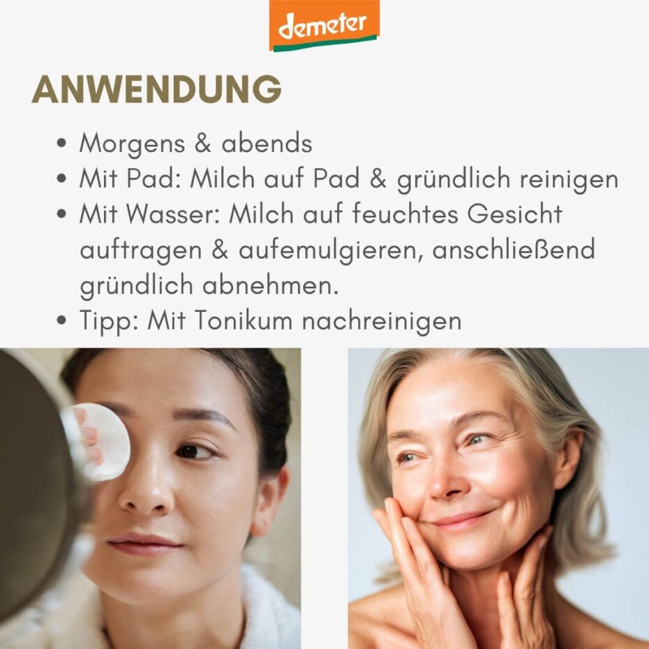 Zwei Frauen. Eine Frau reinigt ihr Gesicht mit einem Wattepad. Eine andere Frau berührt ihr Gesicht.