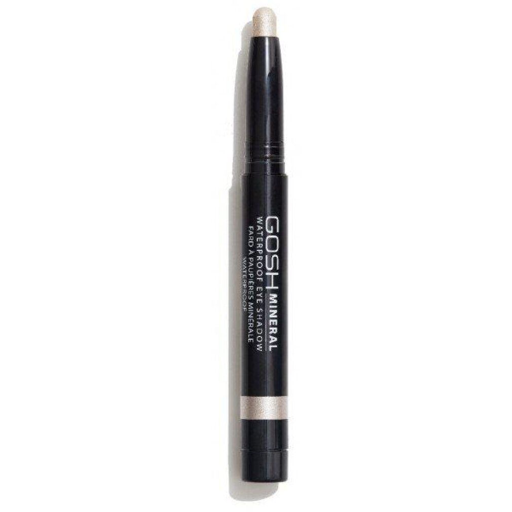 Mineral Waterproof Eyeshadow. Schwarzer Stift mit silberner Spitze. GOSH MINERAL Schriftzug. Farbbezeichnung nicht sichtbar.