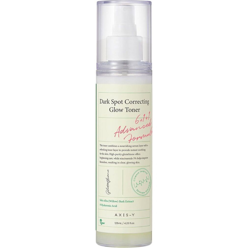 Axis-Y Dark Spot Correcting Glow Toner Flasche mit Pumpspender.