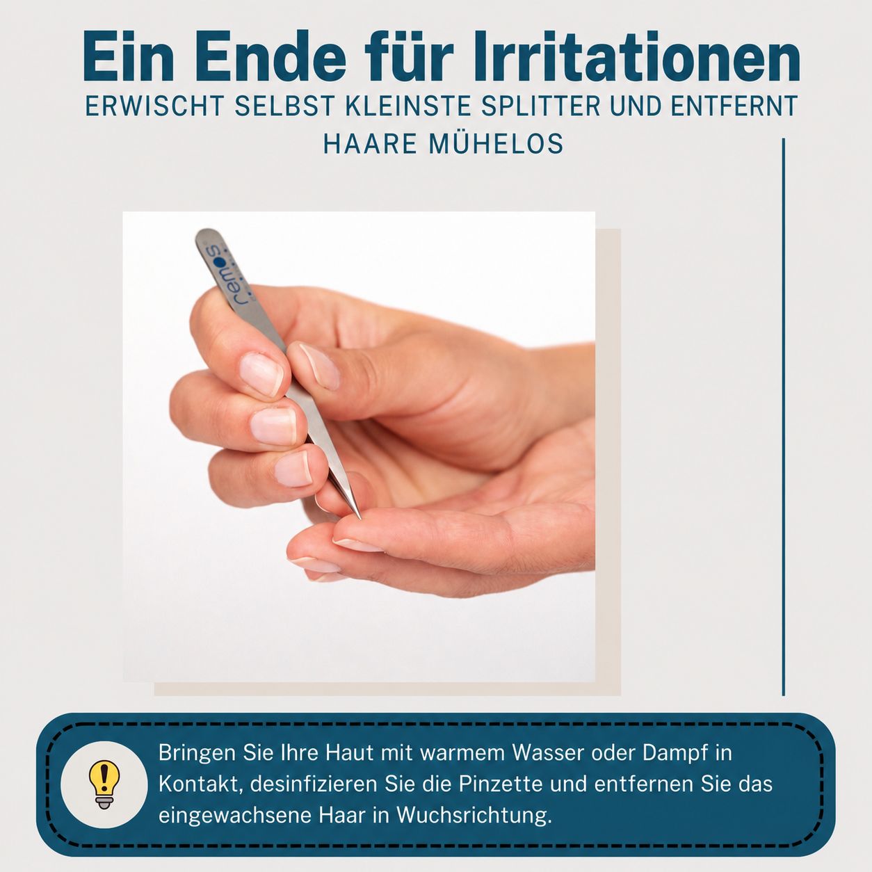 REMOS Pinzette entfernt präzise ein Haar.