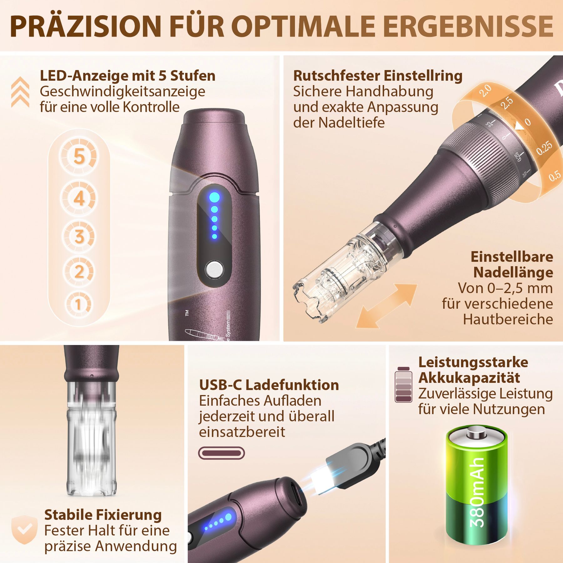 P-Beauty Dermaroller Dr. Pen Ultima A10 Microneedling Dermapen Anti-Falten Gerät