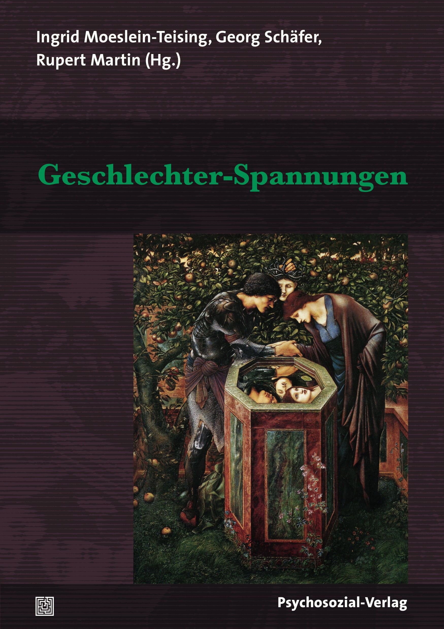Buchcover mit Titel "Geschlechter-Spannungen". Autoren: Ingrid Moeslein-Teising, Georg Schäfer, Rupert Martin (Hg.). Verlag: Psychosozial-Verlag. Illustration.
