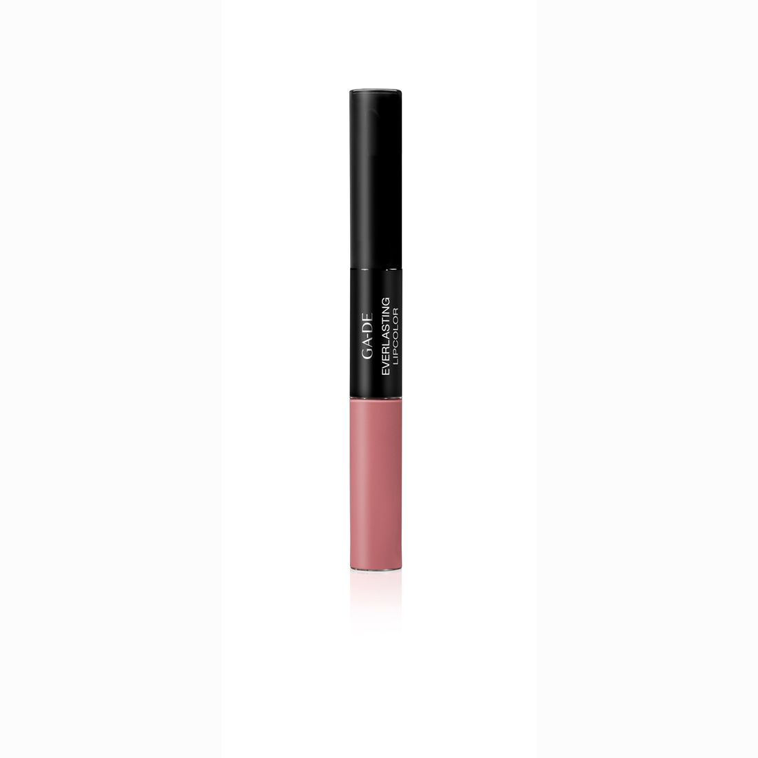 Doppel-Lippenstift. Schwarzer Deckel, rosa unterer Teil. Aufschrift: GA-DE Everlasting Lipcolor.