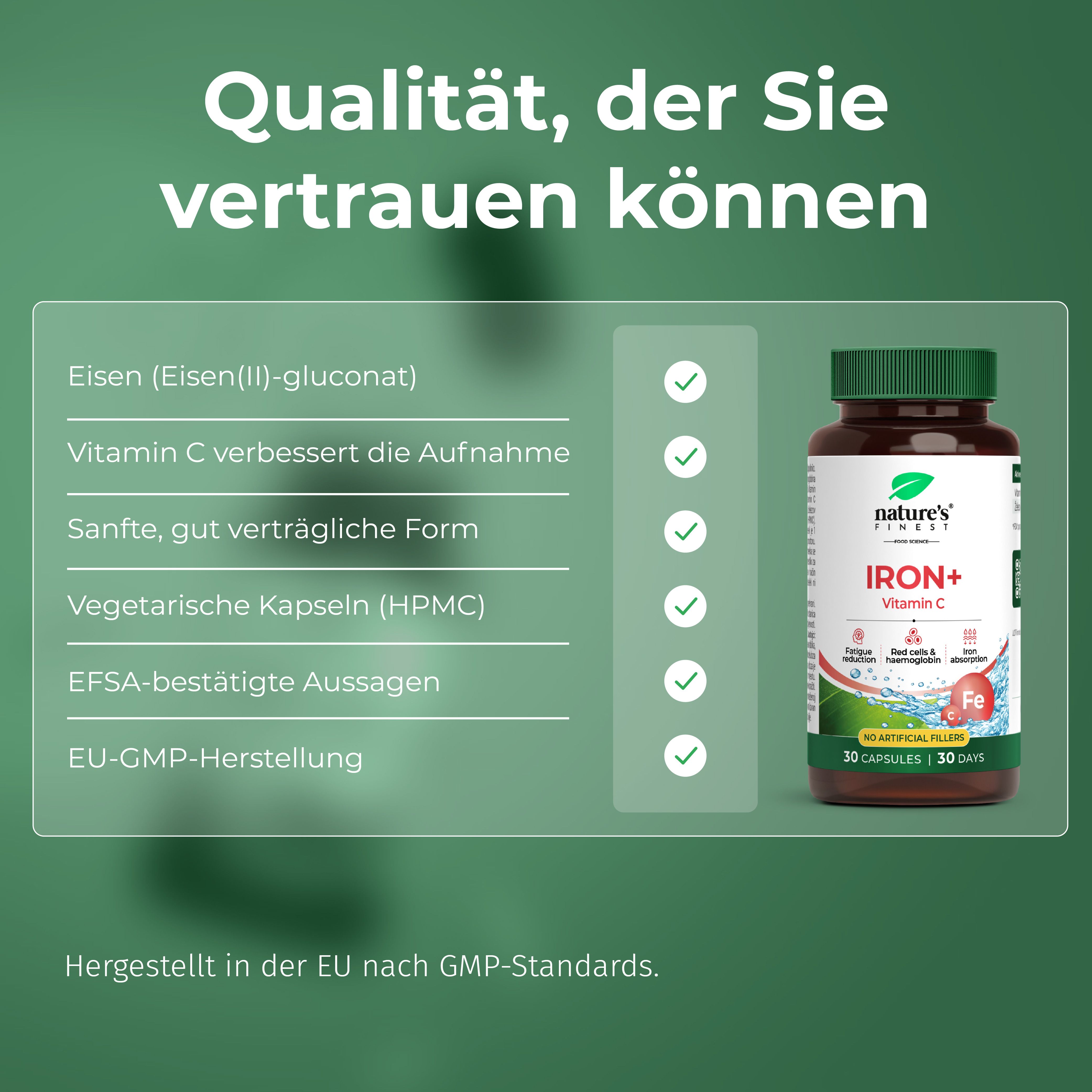 Nature's Finest Eisen + Vitamin C, 30 Kapseln