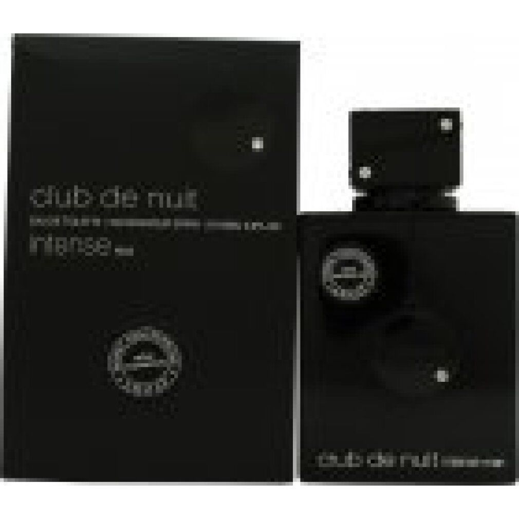 Schwarzer Flakon und Verpackung. Aufschrift: Club de Nuit Intense Man. Mit Logo.