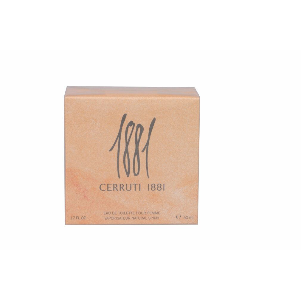 Cerruti 1881 pour femme. Karton, beige. Aufschrift: 1881, Cerruti 1881, Eau de Toilette, 50 ml.