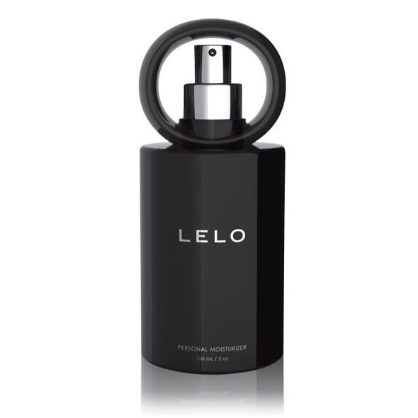Schwarze Flasche mit Sprühkopf. LELO-Logo. Personal Moisturizer. 150 ml.