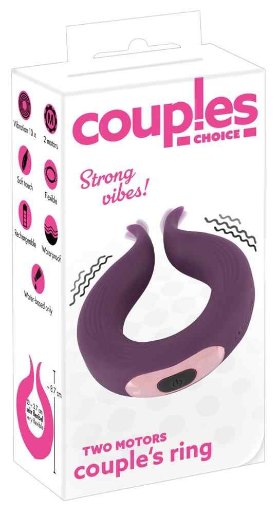Verpackung mit Produktabbildung. Text: Couples Choice, Two motors couple's ring. Für intime Zwecke.