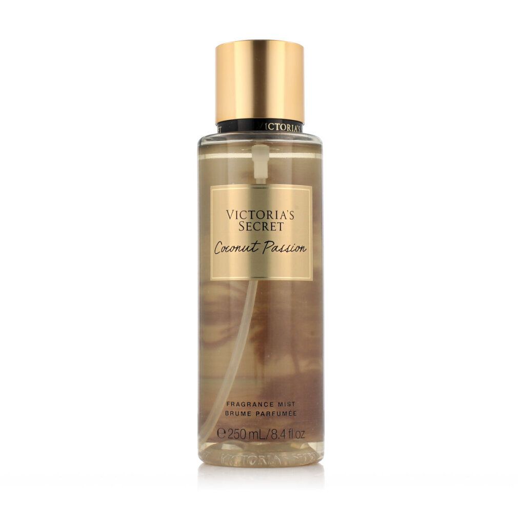 Victoria's Secret Coconut Passion Körperspray, 250ml. Goldener Verschluss, transparenter Flakon.