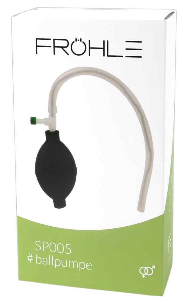 Verpackung der Fröhle Ballpumpe SP005 mit Produktabbildung.