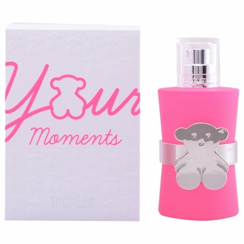 Rosa Flakon mit silbernem Bären-Dekor und weißer Verpackung mit Schriftzug "Your Moments".