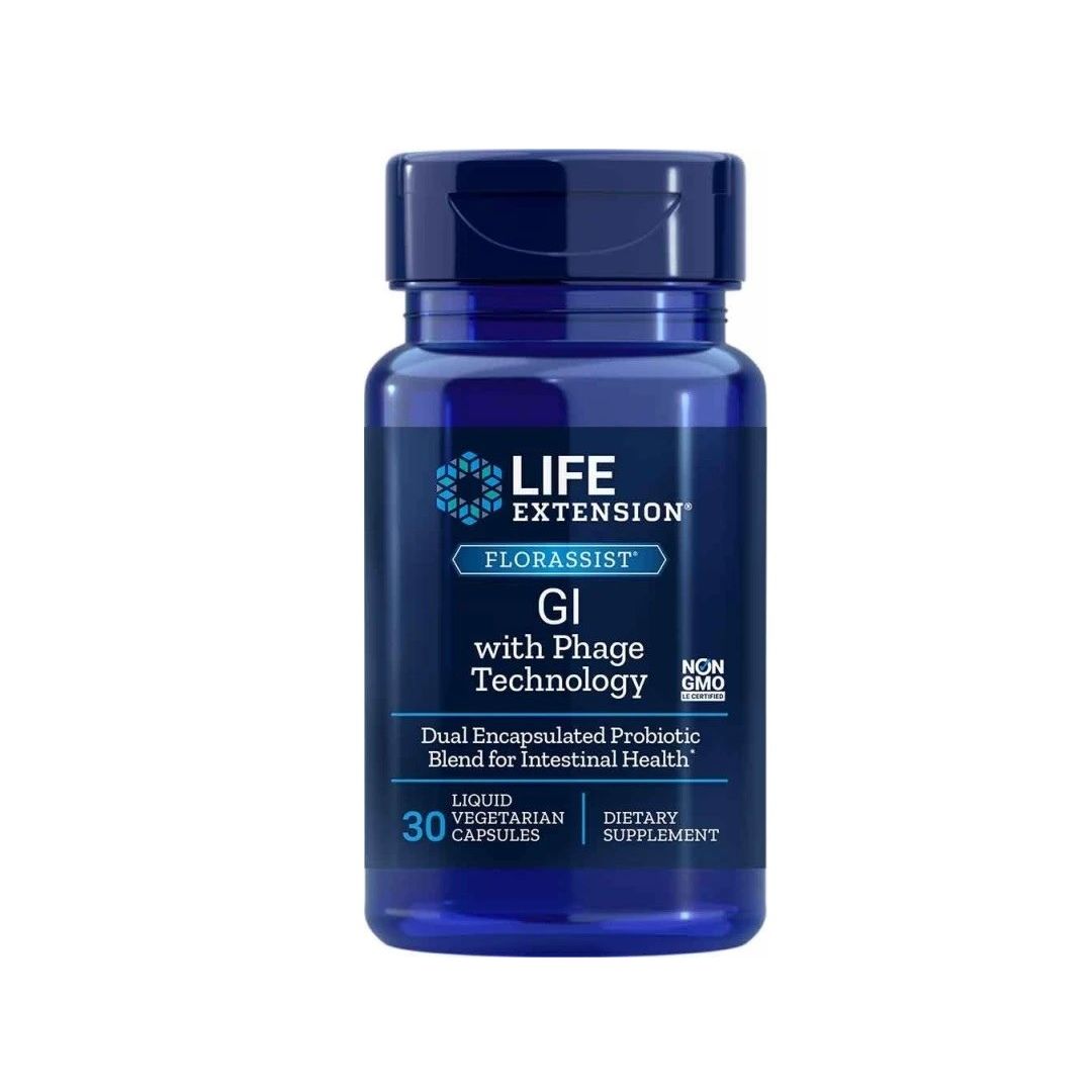 Life Extension Florassist GI Flasche mit 30 vegetarischen Kapseln.